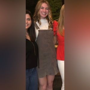 Brown corduroy overall dress